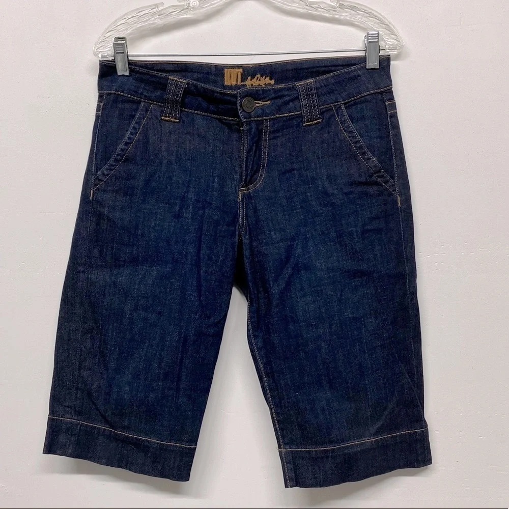 Kut From The Kloth Dark Wask Denim Bermuda Long Shorts Women's size Medium 6